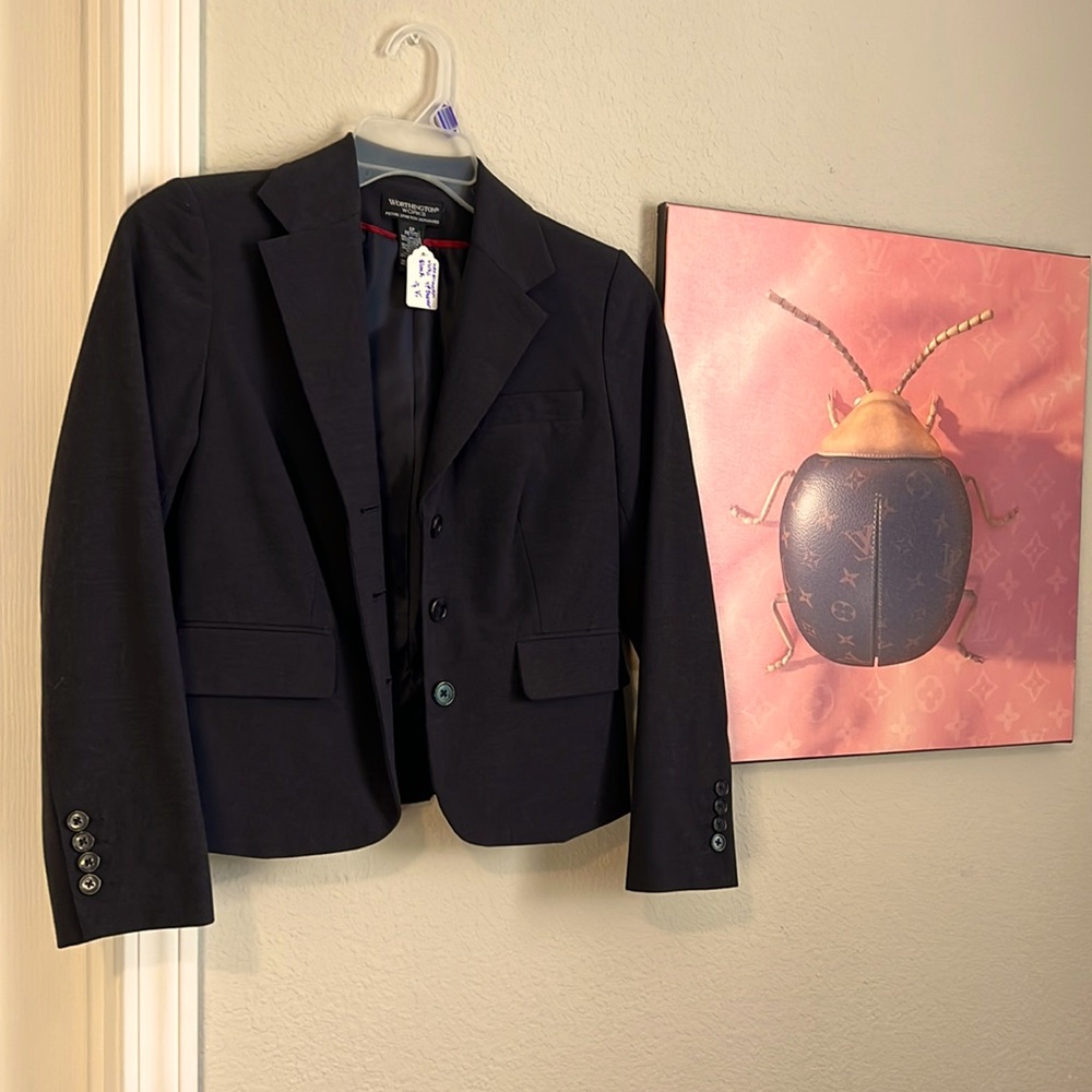 Worthington Works Petite Blazer Black Slightly Cropped